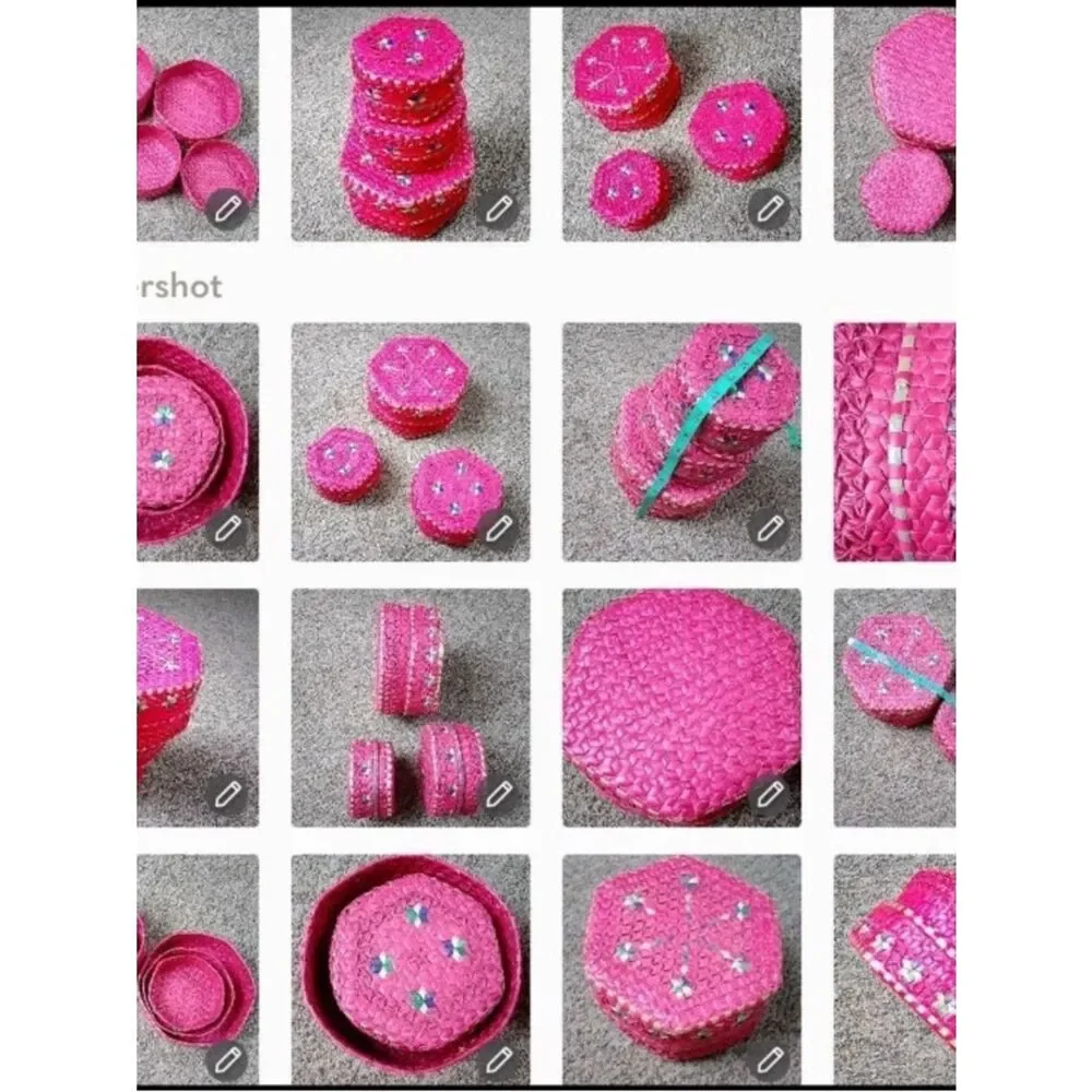 Hot Pink Woven Decorative Storage Boxes - Set